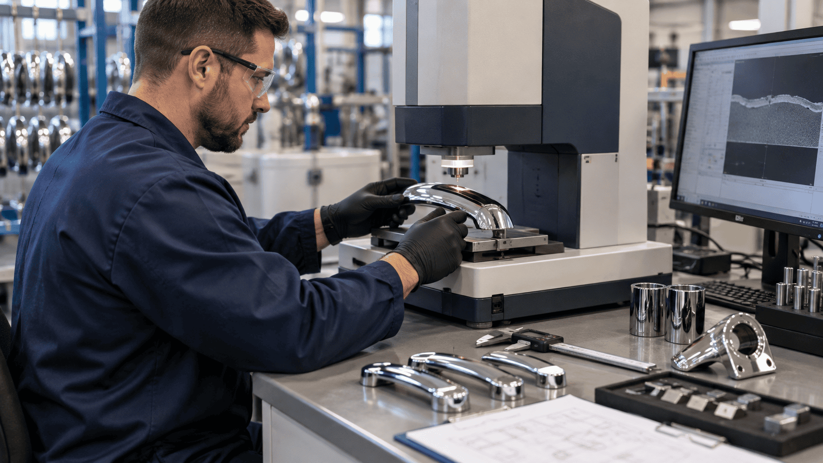 Illustration of coating thickness measurement on metal components