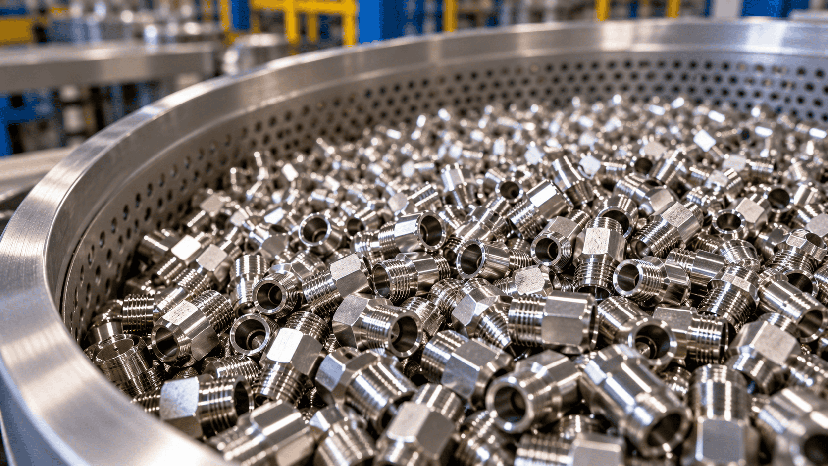 Illustration of small metal fittings suitable for barrel nickel plating